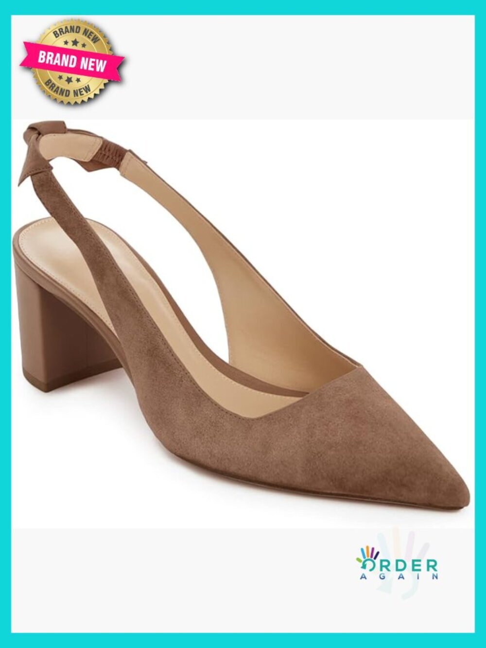 Women Pointed Toe Pumps with Bowknot Chunky Block Heels Slingback Slip On